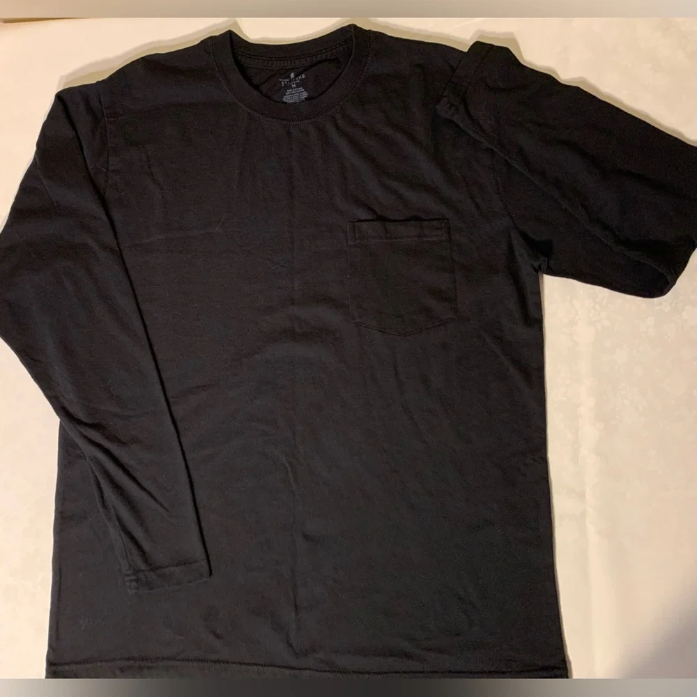 EUC Bundle of 2 Shirts: Short-Sleeve Super Soft Polo Tee, Long-Sleeve Black Tee - Picture 8 of 15